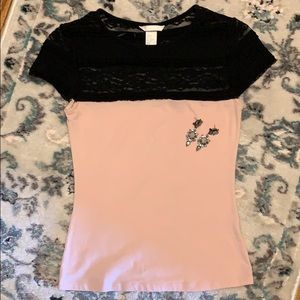 H&M pink and black blouse